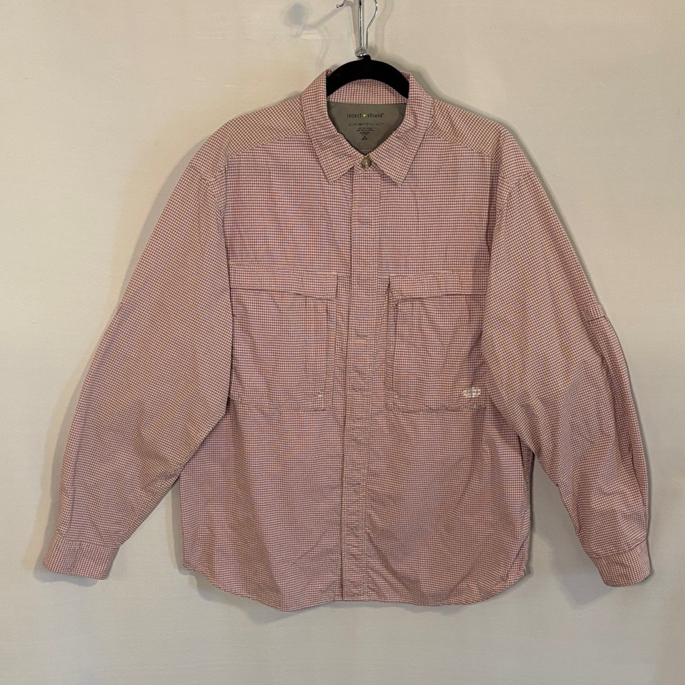 Exofficio Men's Snap Front Long-Sleeve Vented Shirt Maroon Check Medium